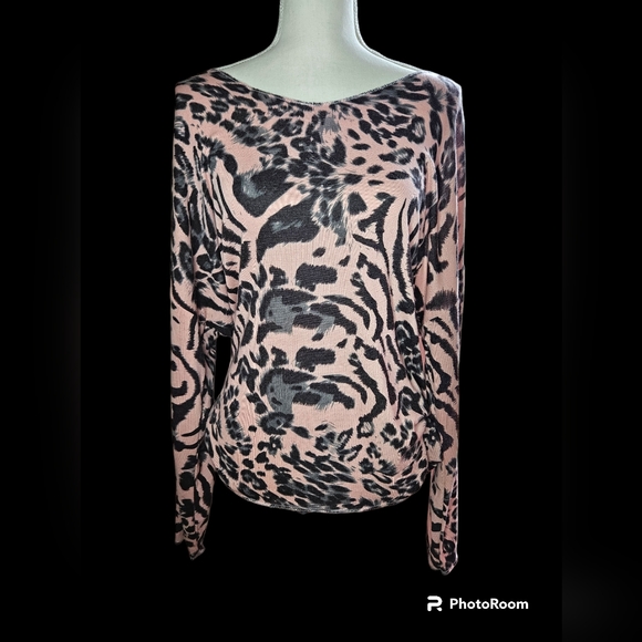 Charlie B Large Pink Leopard Long Sleeve Stretchy Top - Picture 4 of 9